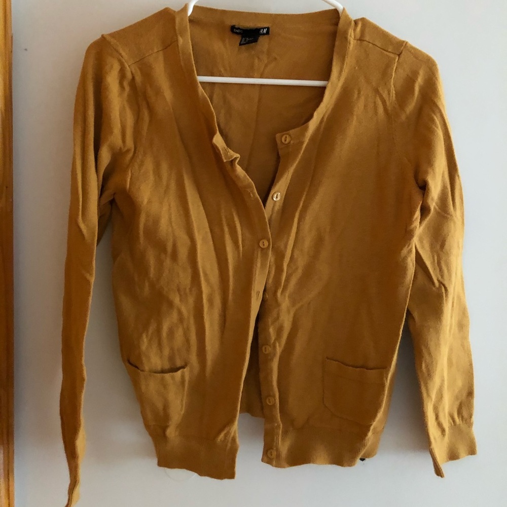 H&M basic mustard yellow cardigan